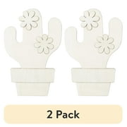 (2 pack) Plaid Surfaces Layered Wood Shape, Cactus