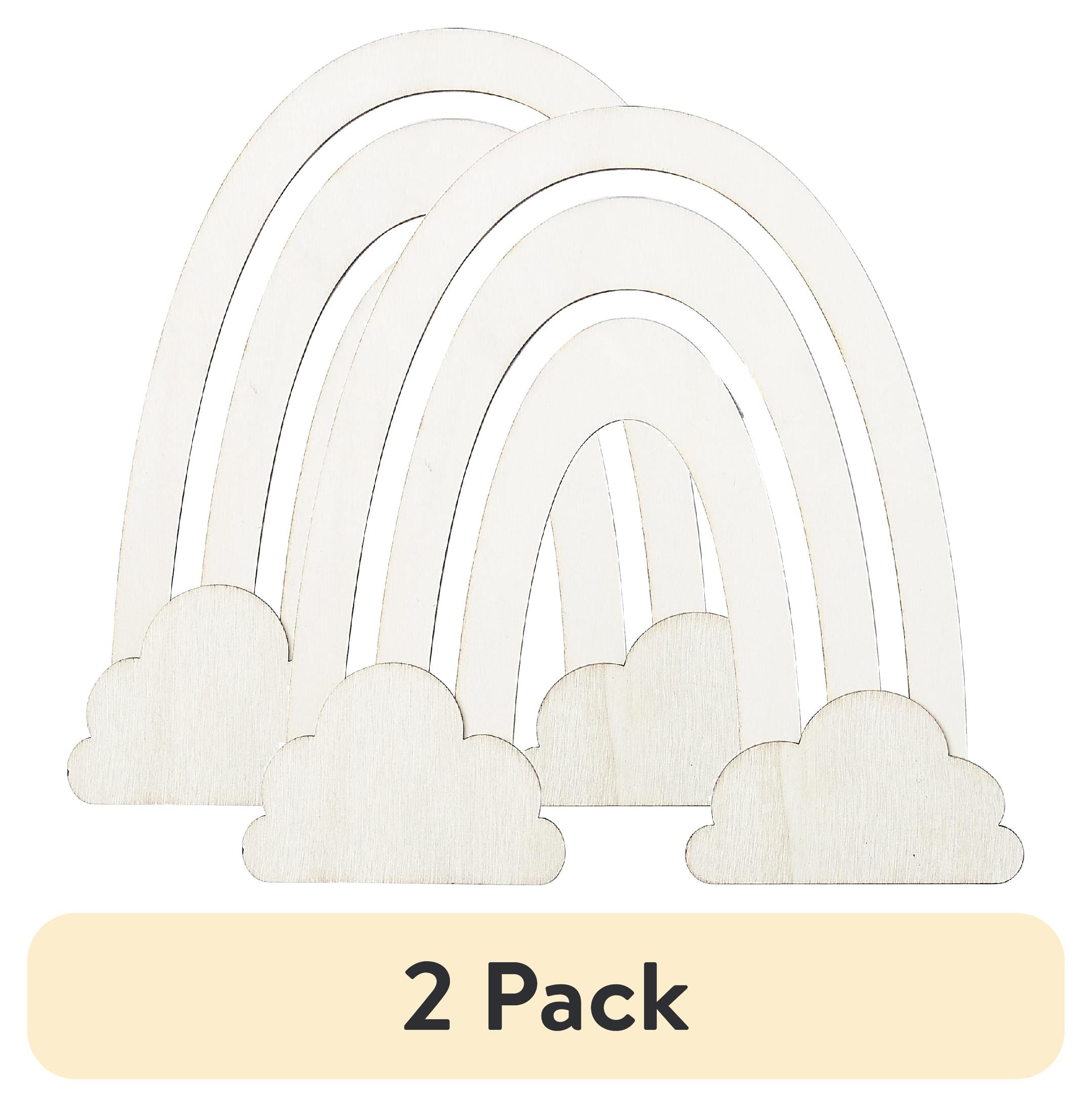 (2 pack) Plaid Surfaces Layered Wood Shape, Rainbow