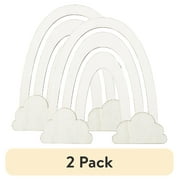 (2 pack) Plaid Surfaces Layered Wood Shape, Rainbow