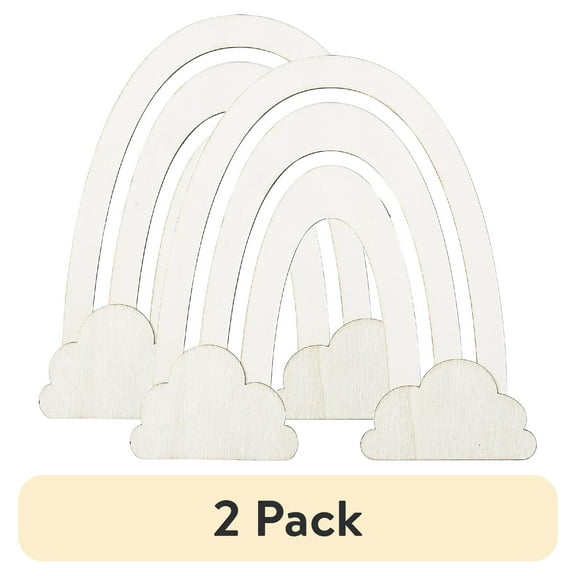 (2 pack) Plaid Surfaces Layered Wood Shape, Rainbow