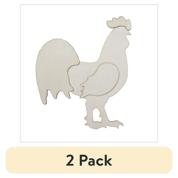 (2 pack) Plaid Surfaces Layered Wood Shape, Rooster