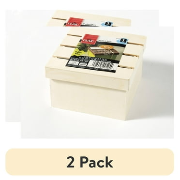 (2 pack) Plaid Unpainted Wood Surface, Pallet Box, 1 Piece, 5.25" x 5.25" x 3"