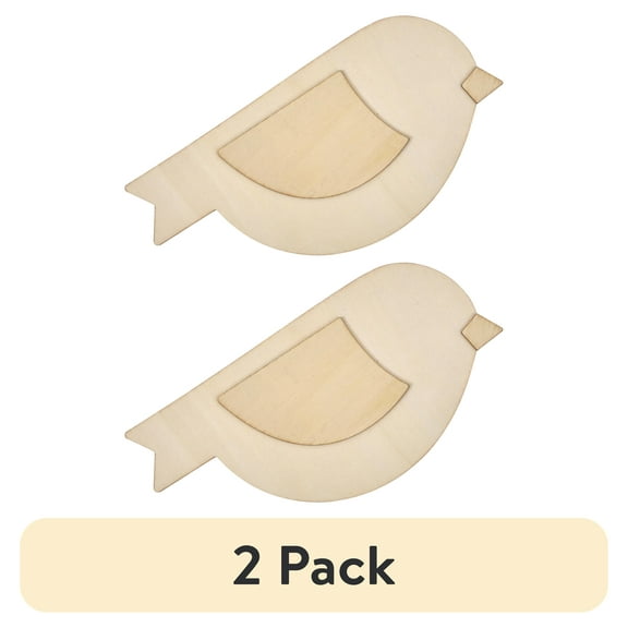 (2 pack) Plaid Unpainted Wood Surfaces, Bird, 7"