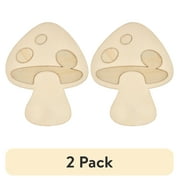 (2 pack) Plaid Unpainted Wood Surfaces, Mushroom, 7"