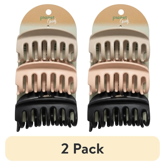 (2 pack) Planet Goody?? Bright Large Claw Clips, 3 CT