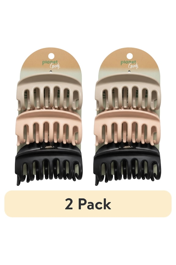 (2 pack) Planet Goody?? Bright Large Claw Clips, 3 CT