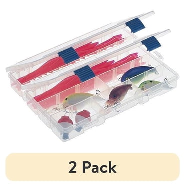 (2 pack) Plano Fishing Tackle Boxes & Bait Storage, Prolatch Adjustable Transparent Stowaway Utility Box, Clear