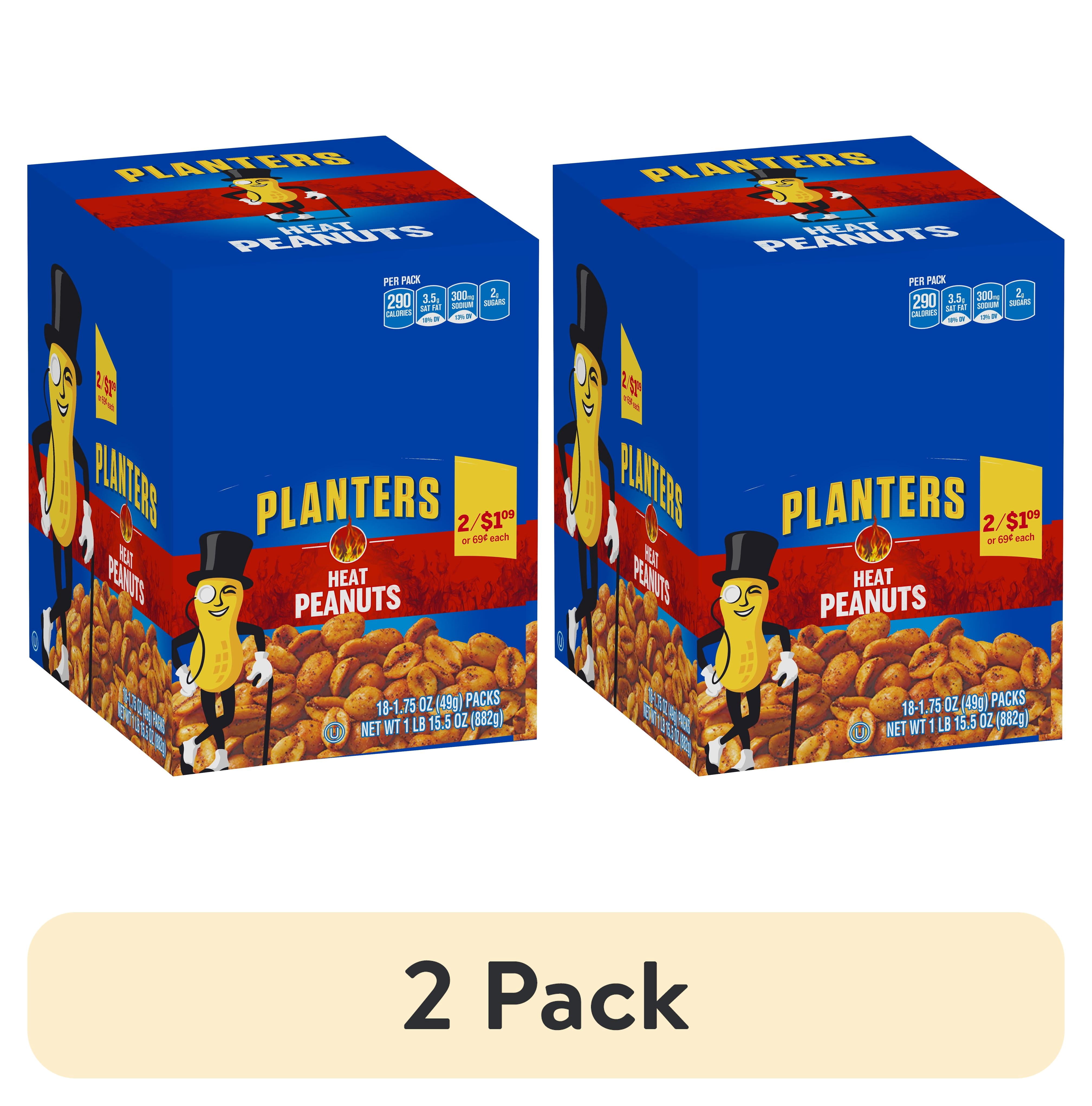(2 pack) Planters Heat Peanuts, 18 ct Box, 1.75 oz Packs