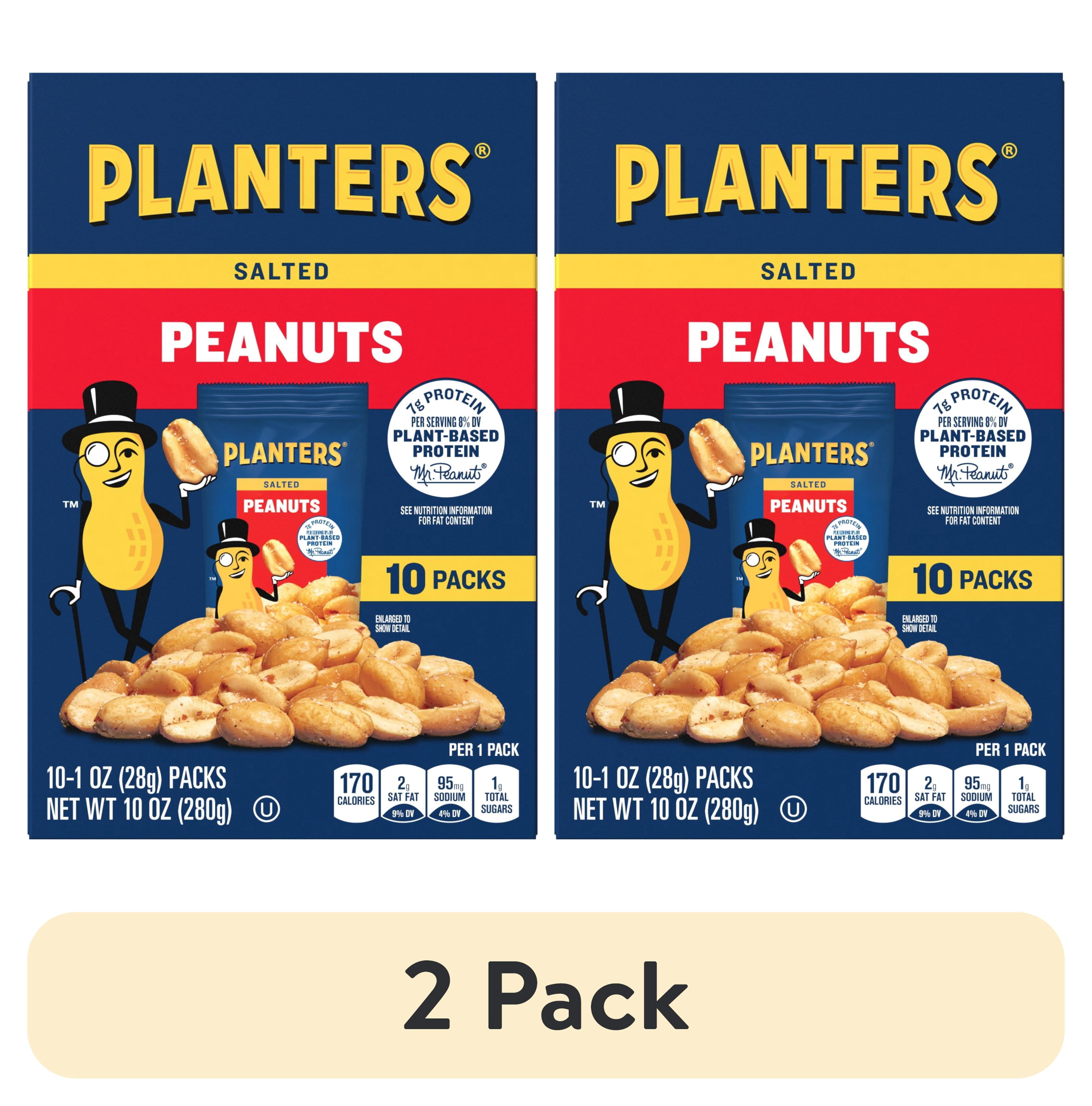 (2 pack) Planters Salted Peanuts, Plant Based Protein, 10-1 oz. Bags