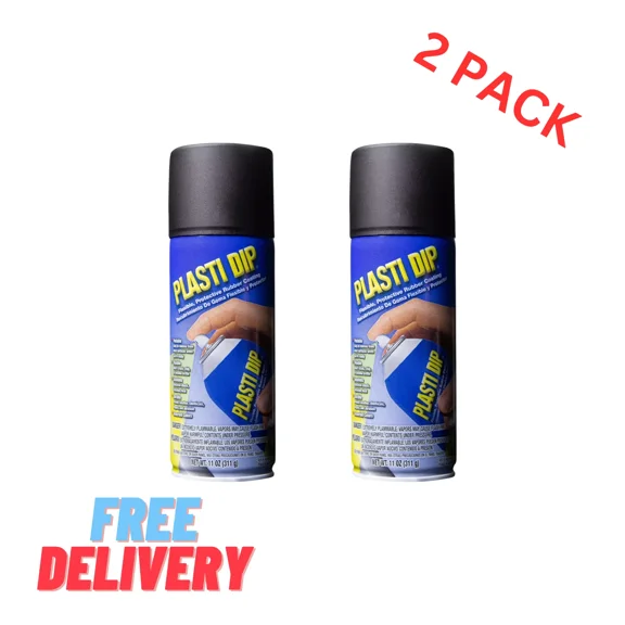 (2 pack) Plasti Dip Rubberized Matte Black Spray, 11oz