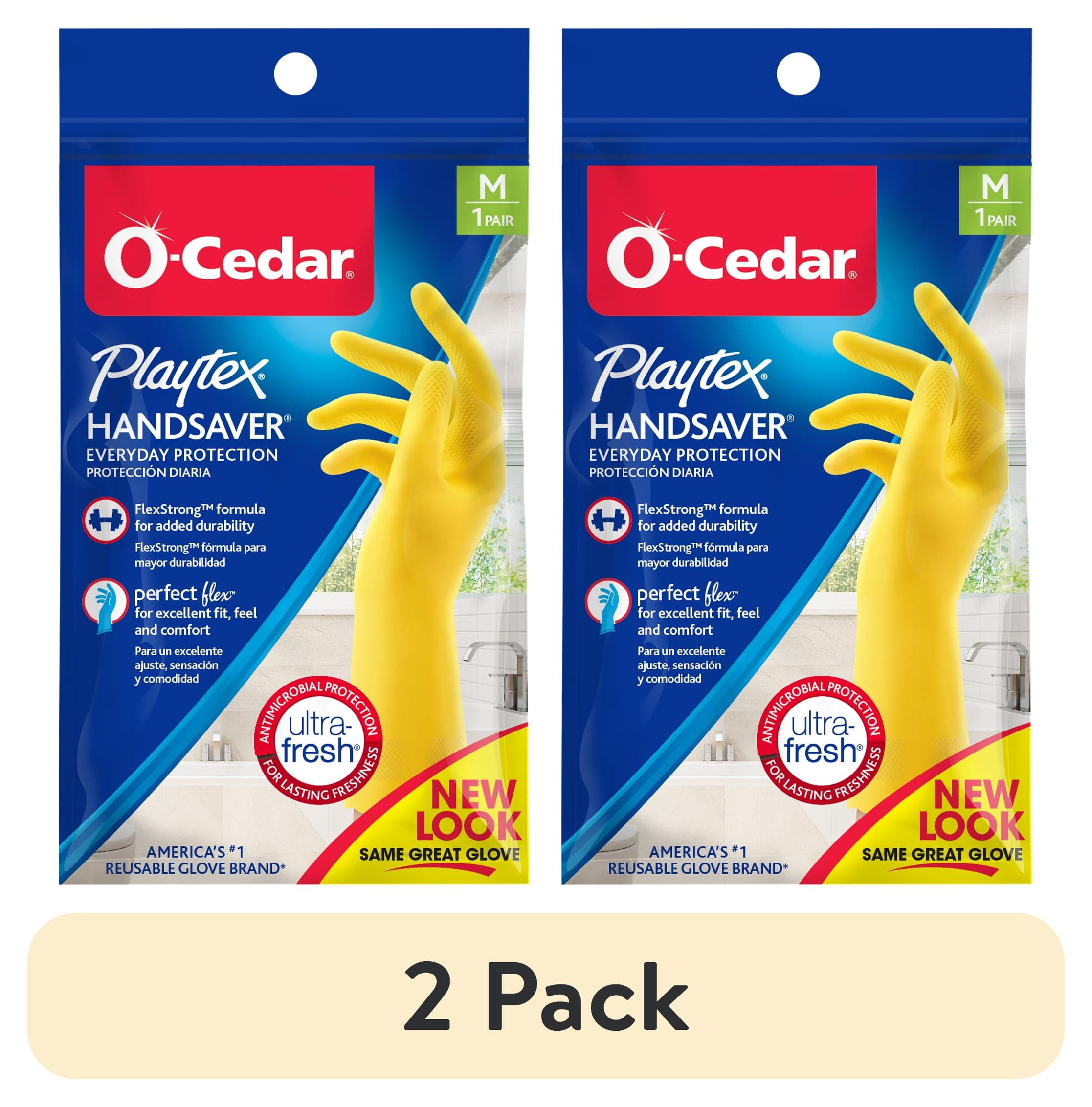 (2 pack) O-Cedar Playtex® Handsaver Gloves, Reusable Cleaning Gloves, Medium, 1 Pair