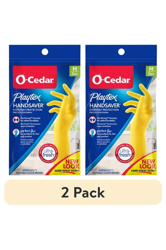 (2 pack) O-Cedar Playtex® Handsaver Gloves, Reusable Cleaning Gloves, Medium, 1 Pair