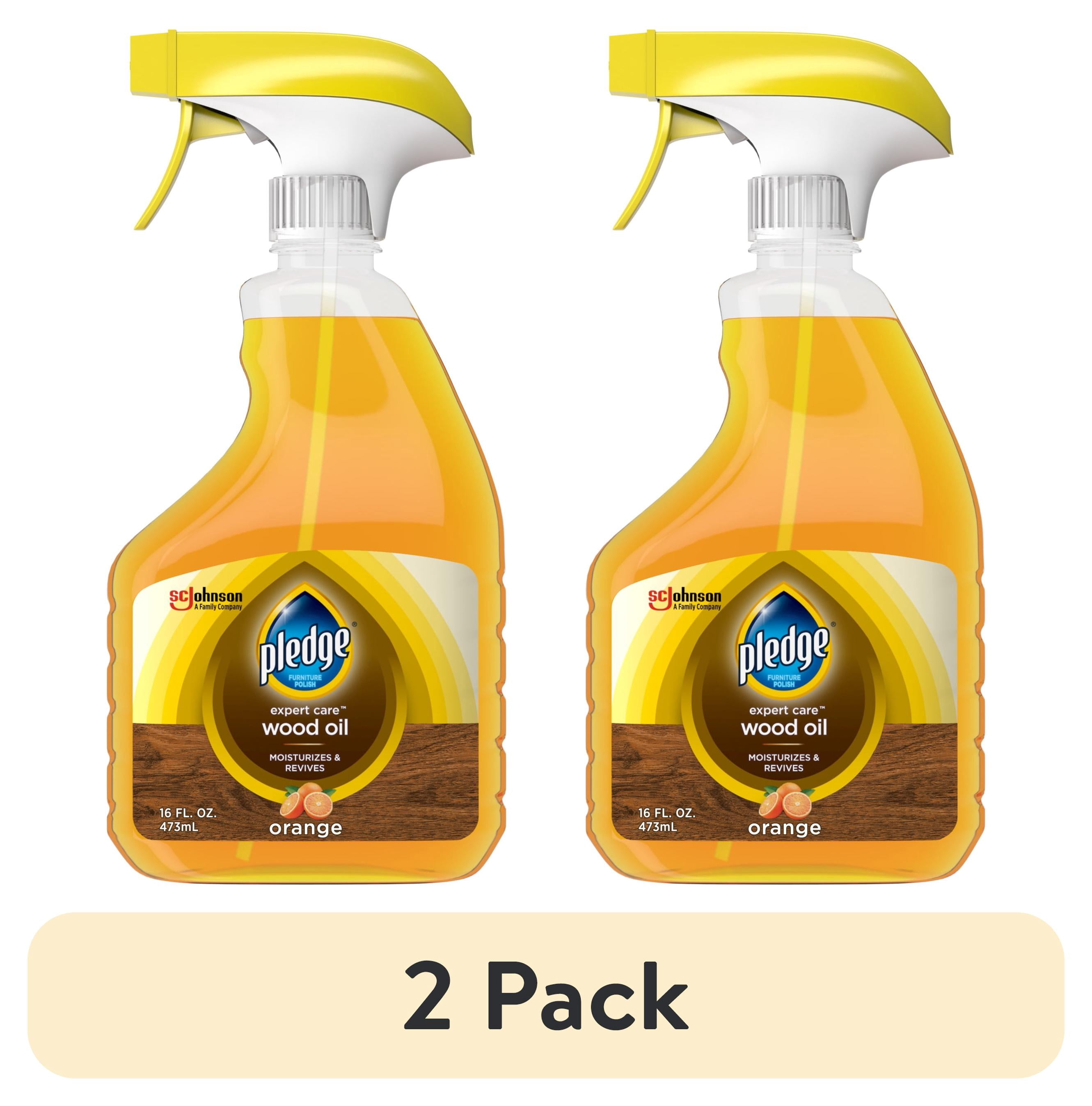 (2 pack) Pledge Wood Oil, Expert Care, Trigger Spray – Moisturizes & Revives with Orange Scent, 16 oz