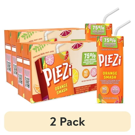 (2 pack) Plezi Orange Smash Flavored Drink 6.75oz 8pk Tetrapak