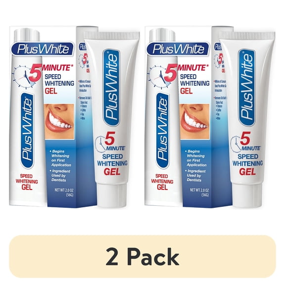 (2 pack) Plus White Speed Whitening Gel - 5 Minute Results - Professional at Home Teeth Whitening w/Dentist Approved Ingredient & Tooth Stain Remover (2 oz)