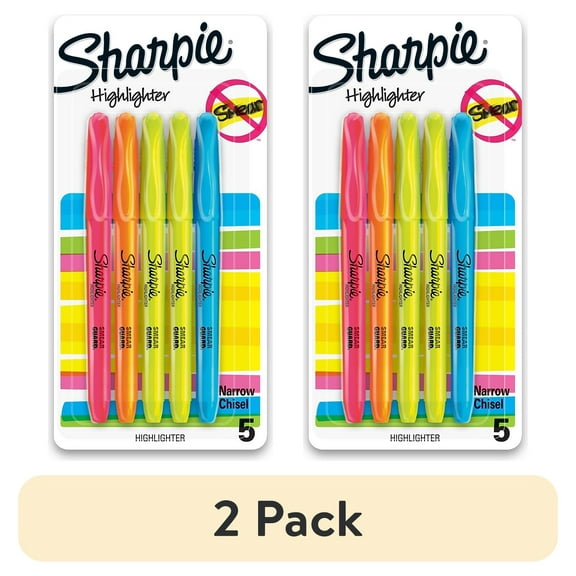 (2 pack) Sharpie, SAN1908101, Accent Smear Guard Highlighter, 5 / Pack