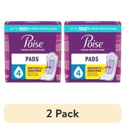 2 pack Poise Incontinence Pads for Women, 4 Drop Moderate Absorbency, Long Length, 108 Count
