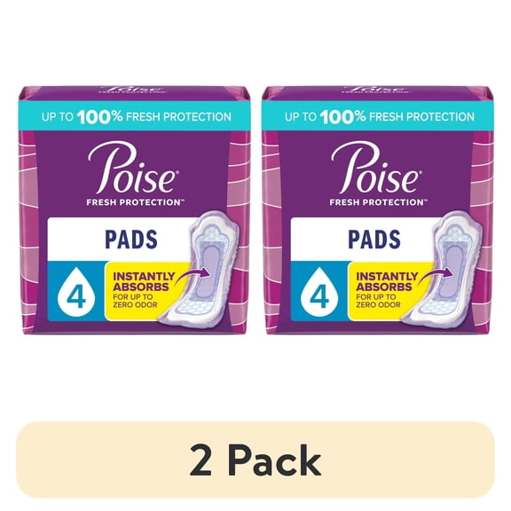 Poise Incontinence Pads for Women, Moderate Absorbency, Long