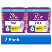 2 pack Poise Womens Incontinence Pads, Ultra Absorbency, Long Length 39 Count