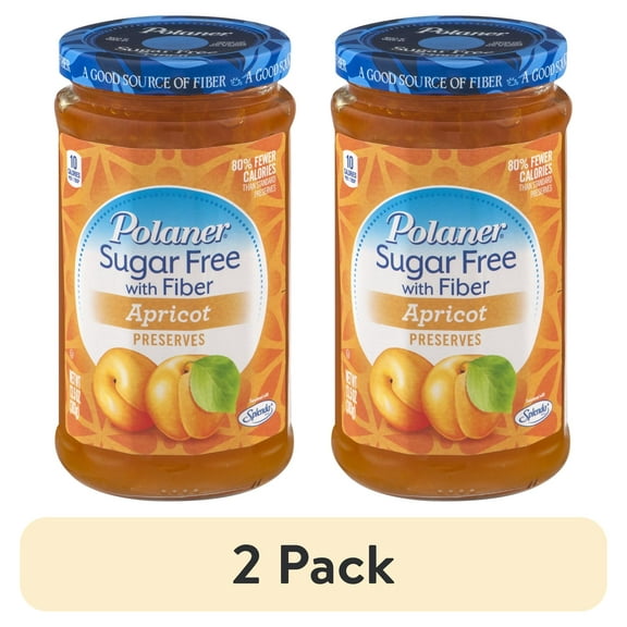 (2 pack) Polaner Sugar Free with Fiber Apricot Preserves, 13.5 oz Jar