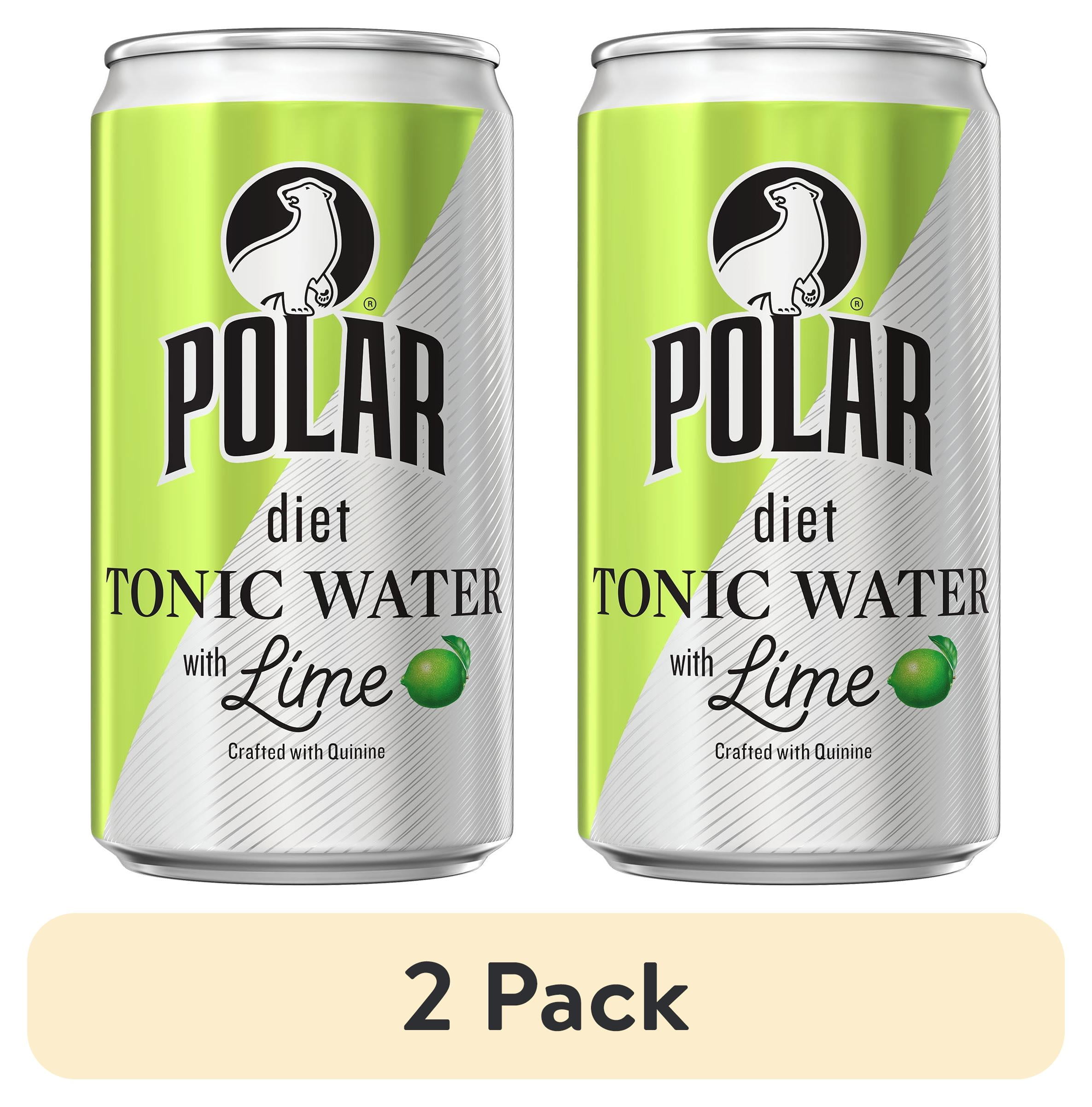(2 pack) Polar Beverages Diet Tonic Water with Lime, 7.5 fl oz, 6 Count, Aluminum Cans, Caffeine Free
