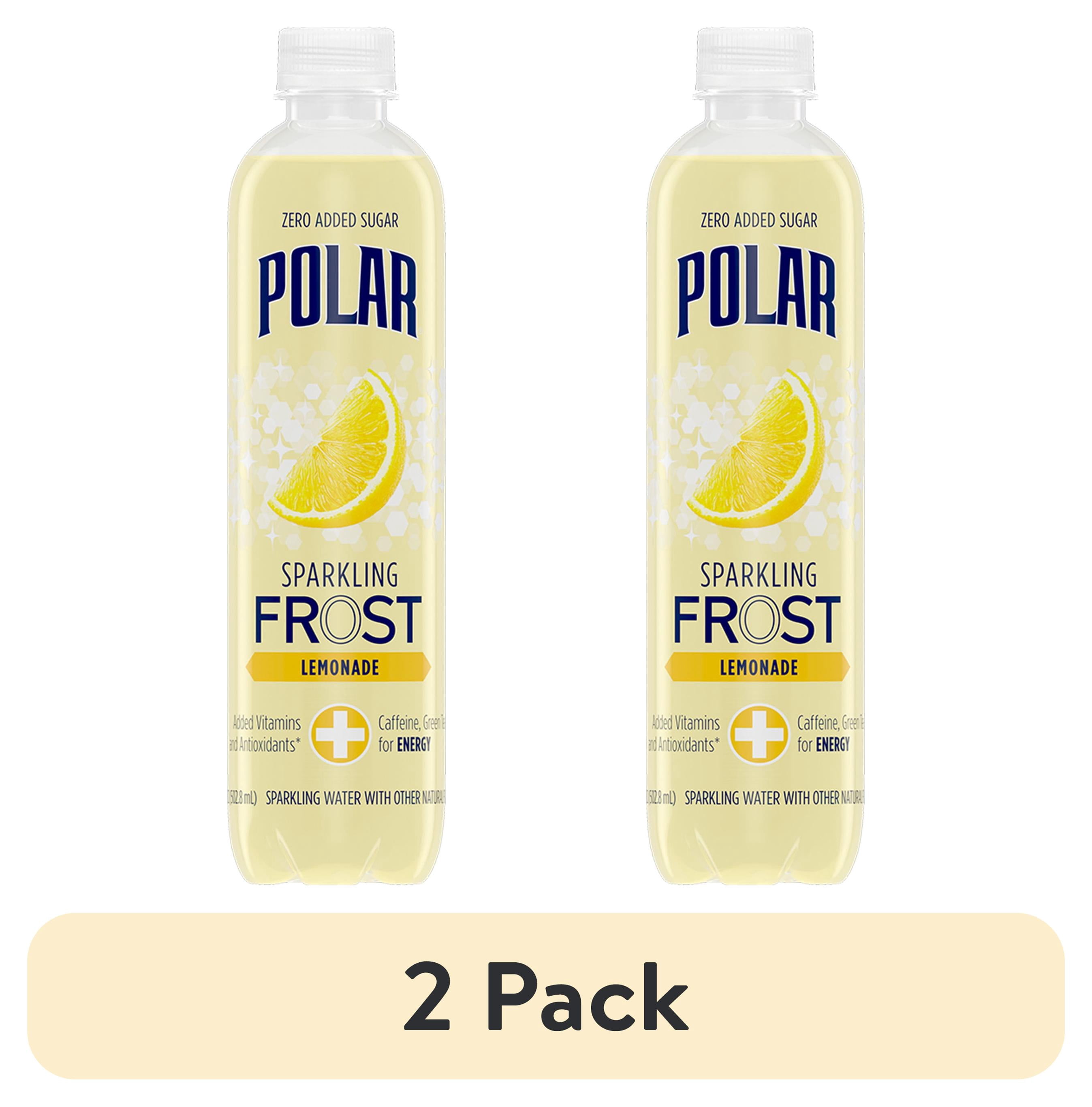 (2 pack) Polar Beverages Sparkling Fizzy Frost Water, Lemonade, Liquids,17 oz