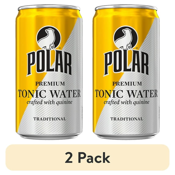 (2 pack) Polar Beverages Tonic Water, 7.5 fl oz, 6 Pack of Aluminum Cans, Caffeine Free