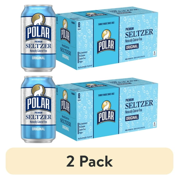 (2 pack) Polar Zero Calorie Original Sparkling Seltzer Water, 12 fl oz, 8 Pack Cans