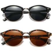 2 pack Polarized Sunglasses for Men and Women Semi-Rimless Frame Driving Sun glasses UV Blocking