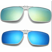 2 pack Polarized Unisex Clip on Flip up Sunglasses over Prescription and Reading Glasses Frames UV390-BBALEWANPE