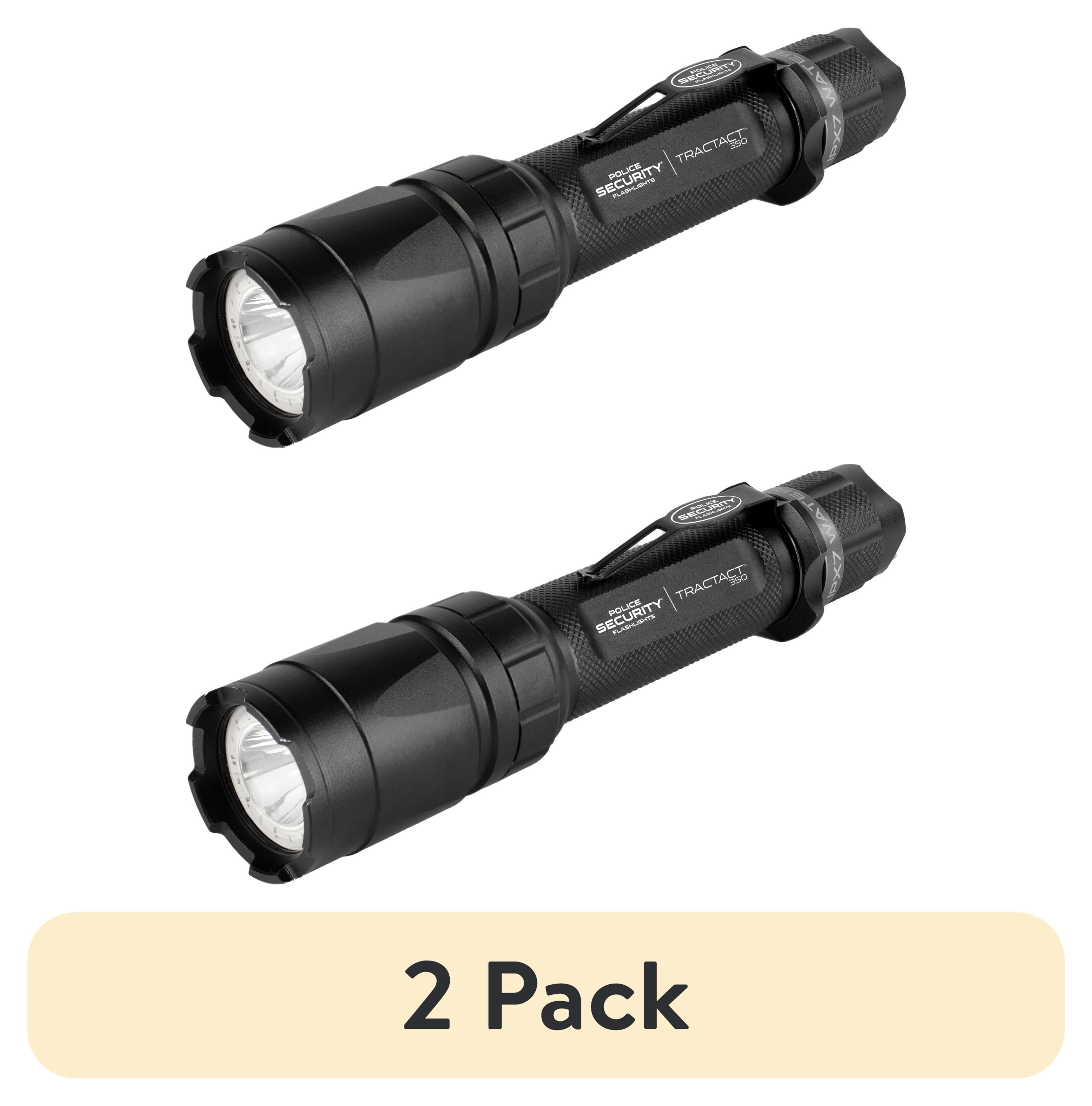 (2 pack) Police Security Trac-Tact 350 Lumen LED Flashlight, 2AA Black, Aluminum