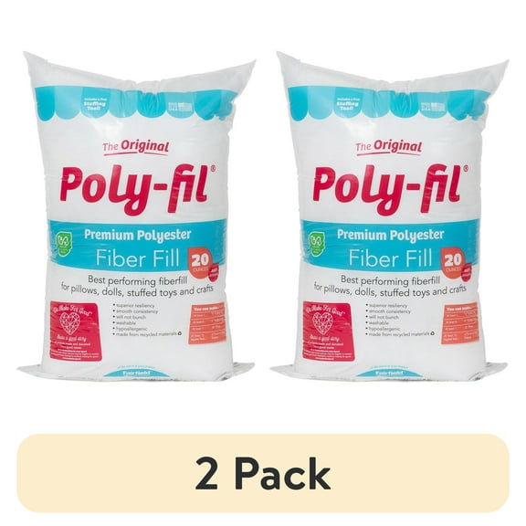 (2 pack) Poly-Fil Premium Polyester Fiber Fill by Fairfield, 20oz Bag
