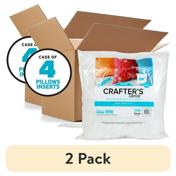 (2 pack) Fairfield Crafter's Choice Decorative Pillow Insert, 20" x 20" - Pack of 4