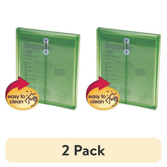 (2 pack) Poly String and Button Interoffice Envelopes String and Button Closure, 9.75 x 11.63, Transparent Green, 5/Pack