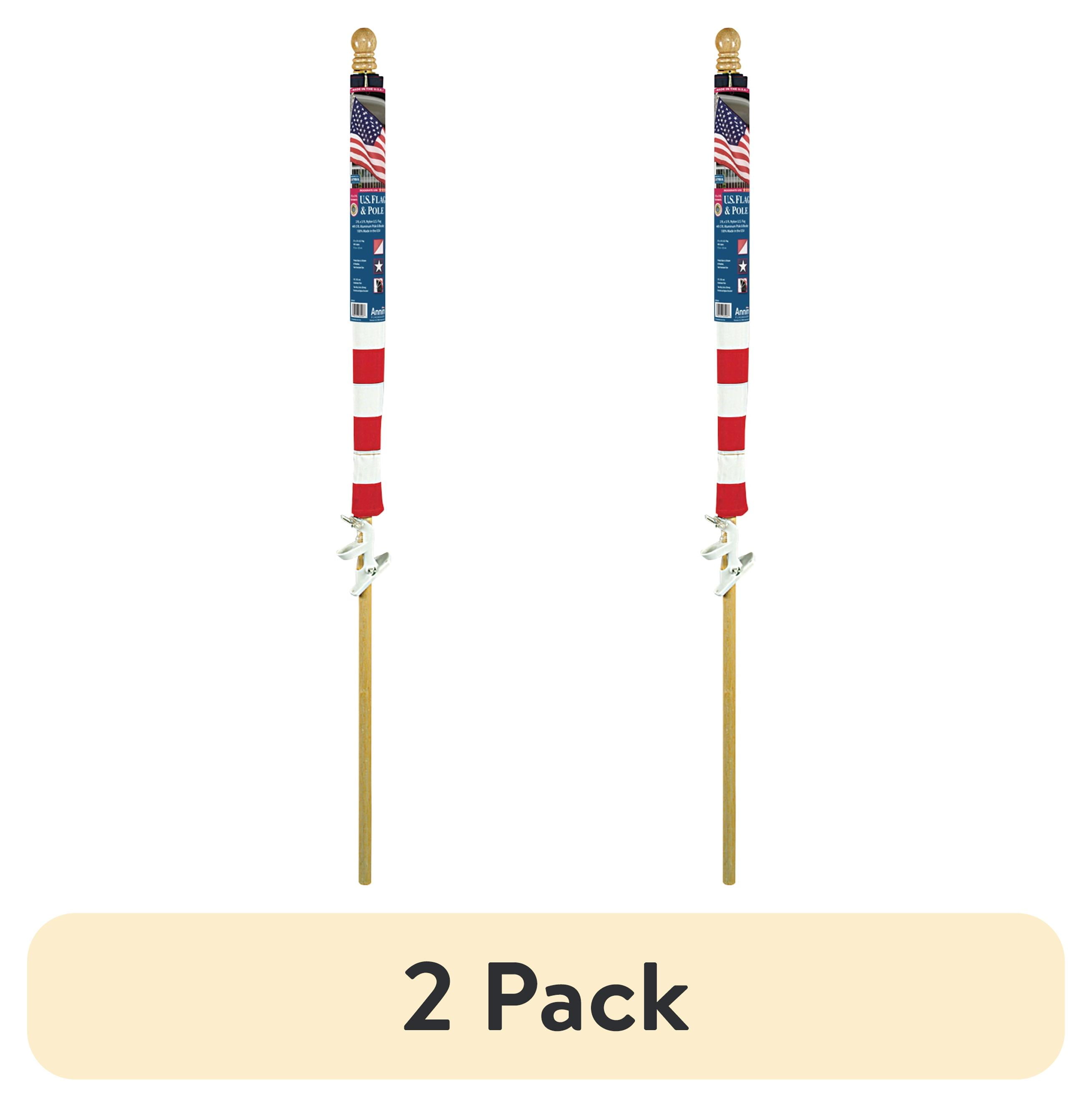 (2 pack) Polycotton Banner Style Flag with 5 Wood Pole and Bracket Set by Annin, 2.5' x 4'