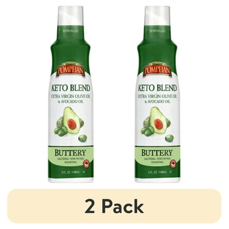 (2 pack) Pompeian Keto Blend Extra Virgin Olive Oil & Avocado Oil Cooking Spray - 5 fl oz, 1 Count
