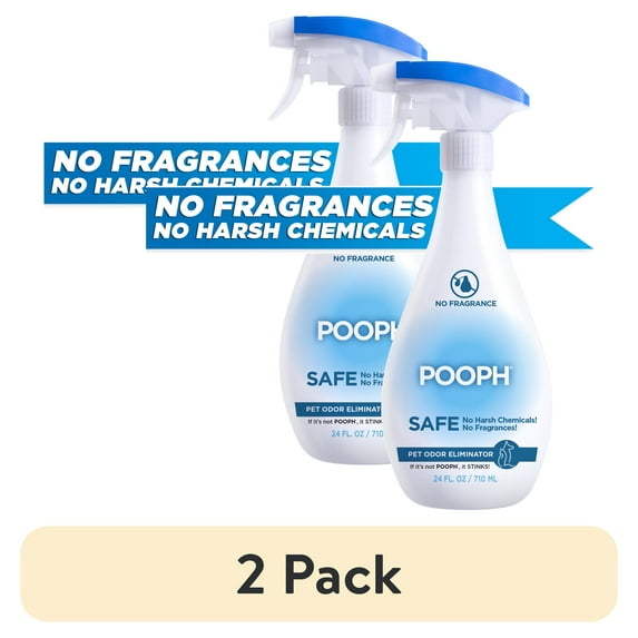 (2 pack) Pooph Pet Odor Eliminator Spray, 24 oz, Fragrance Free, No Harsh Chemicals