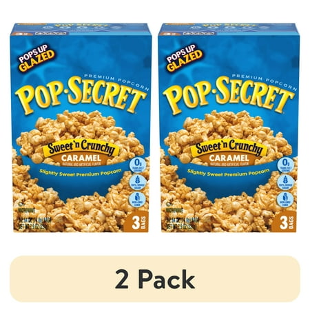 (2 pack) Pop Secret Popcorn, Sweet 'n Crunchy Caramel Microwave Popcorn, 2.64 oz Bags, 3 Ct