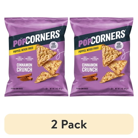 (2 pack) PopCorners No Artificial Colors or Flavors Cinnamon Crunch Popped Corn Chips Bag, 3 oz