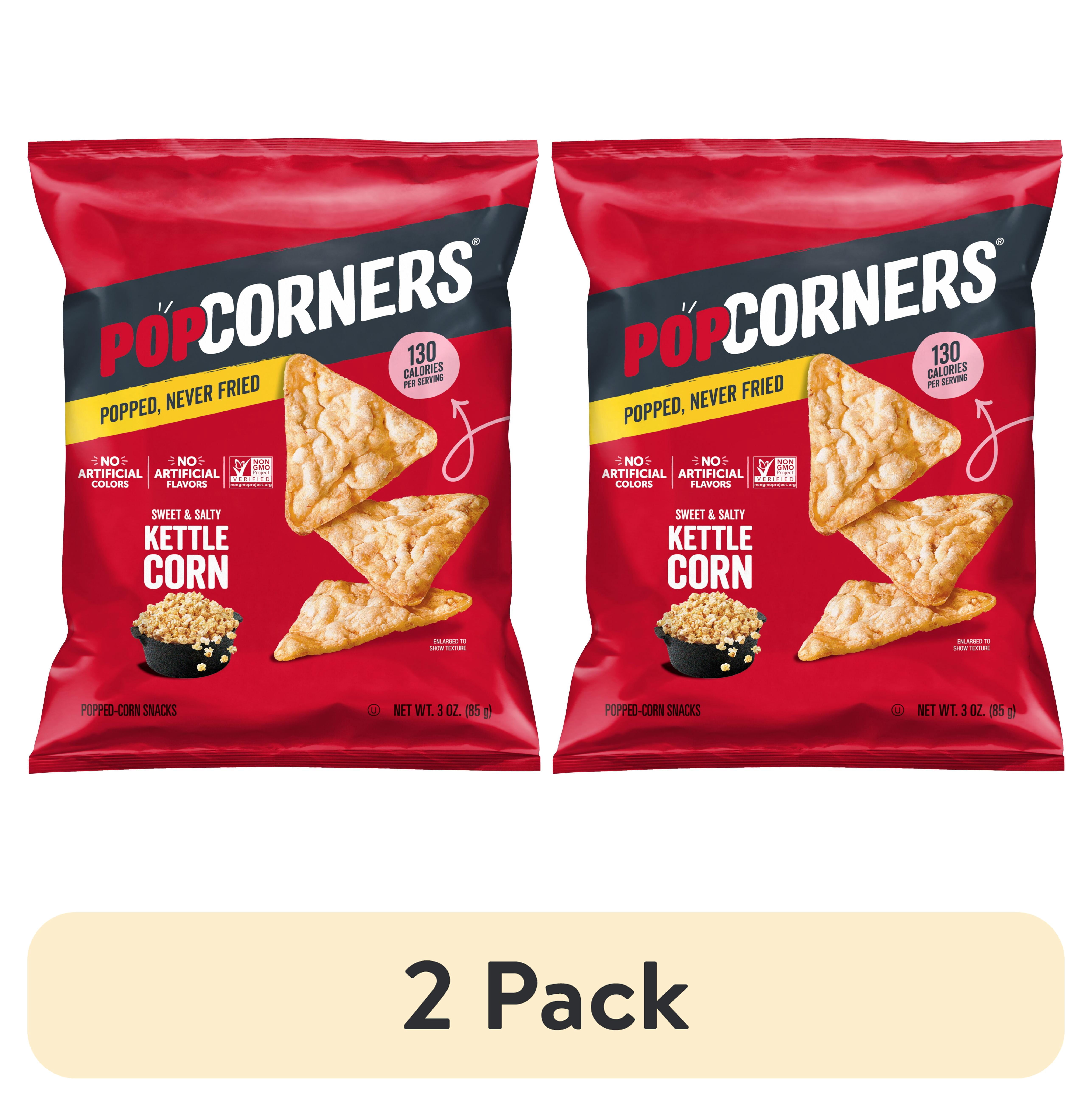 (2 pack) PopCorners No Artificial Colors or Flavors Kettle Corn Popped Corn Chips Bag, 3 oz​