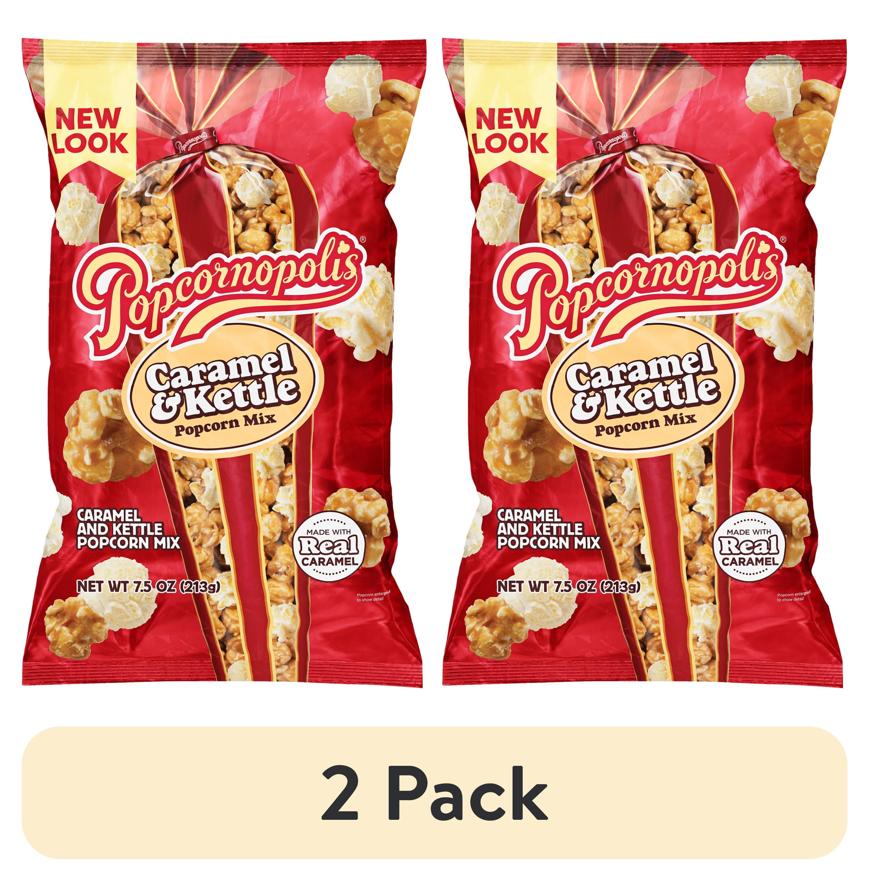 (2 pack) Popcornopolis Caramel & Kettle Mix 7.5 oz Bag, Caramel & Kettle Mix Popcorn