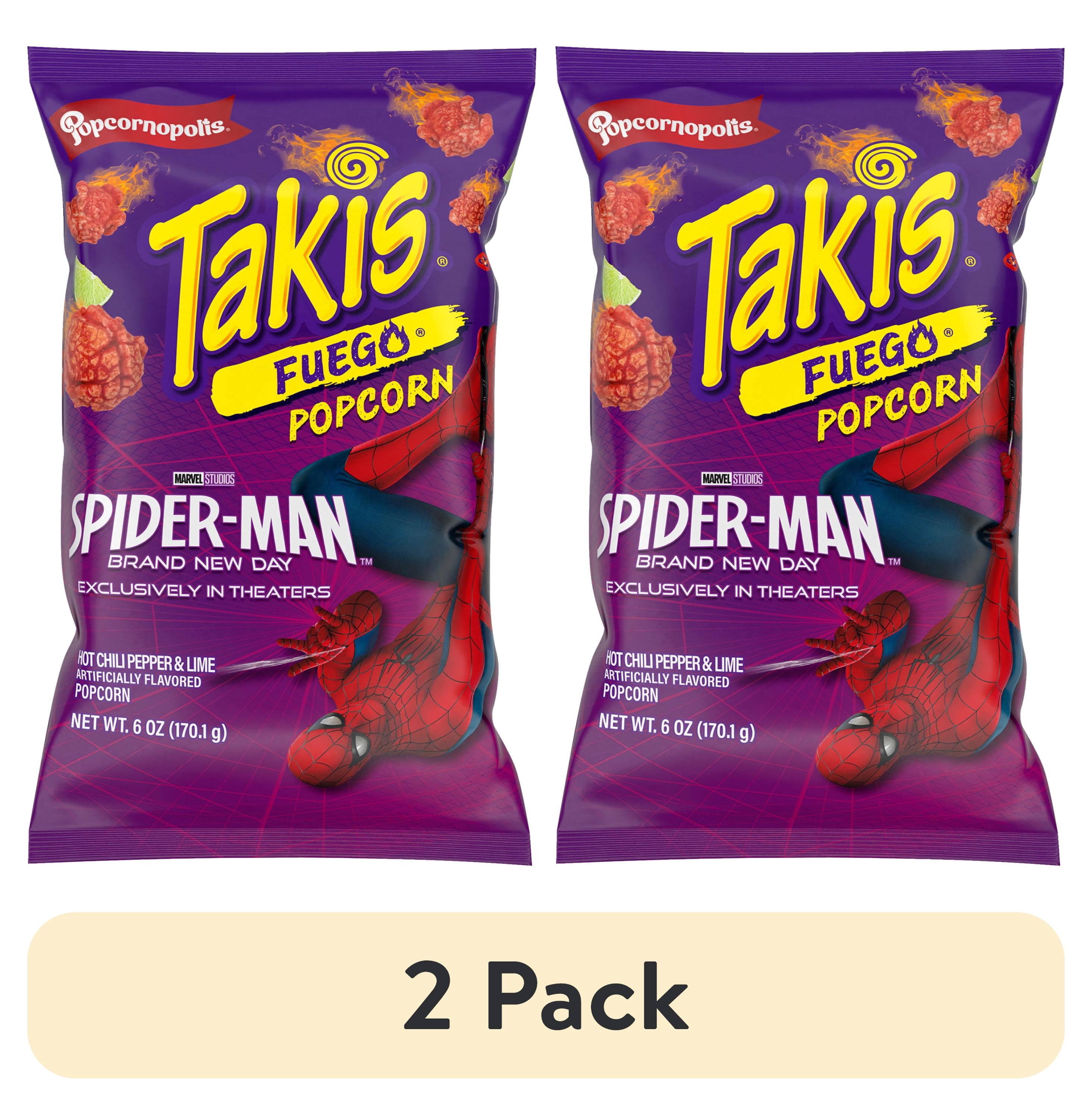 (2 pack) Popcornopolis Fuego Takis 6 oz Bag, Hot Chili Pepper & Lime Popcorn