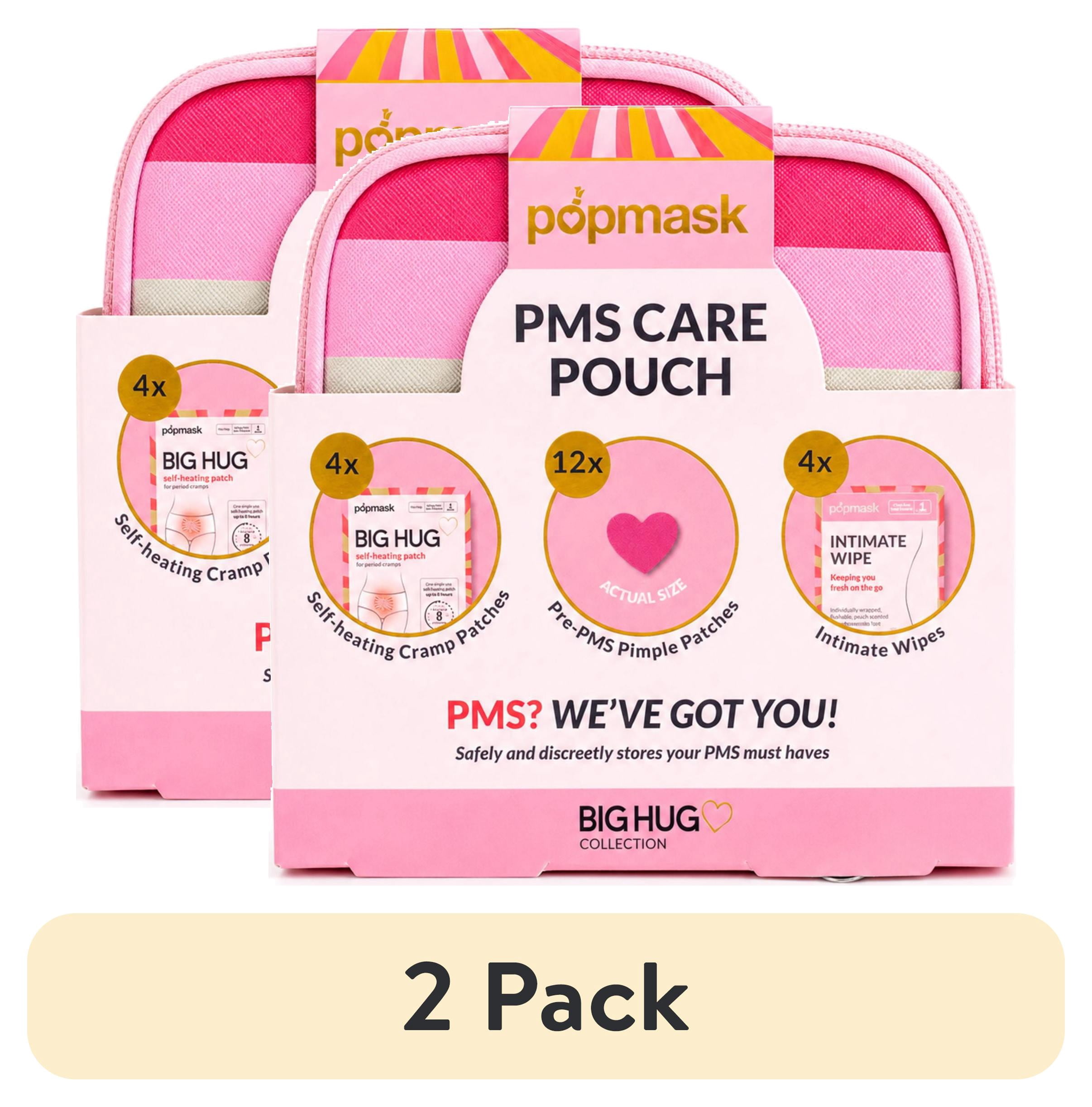 (2 pack) Popmask PMS Care Pouch – Big Hug Collection with 4 Self-Heating Cramp Patches, 12 Pimple Patches, and 4 Intimate Wipes