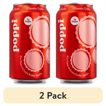 (2 pack) Poppi Classic Cola Prebiotic Soda, 12 oz, 1 Pack Can