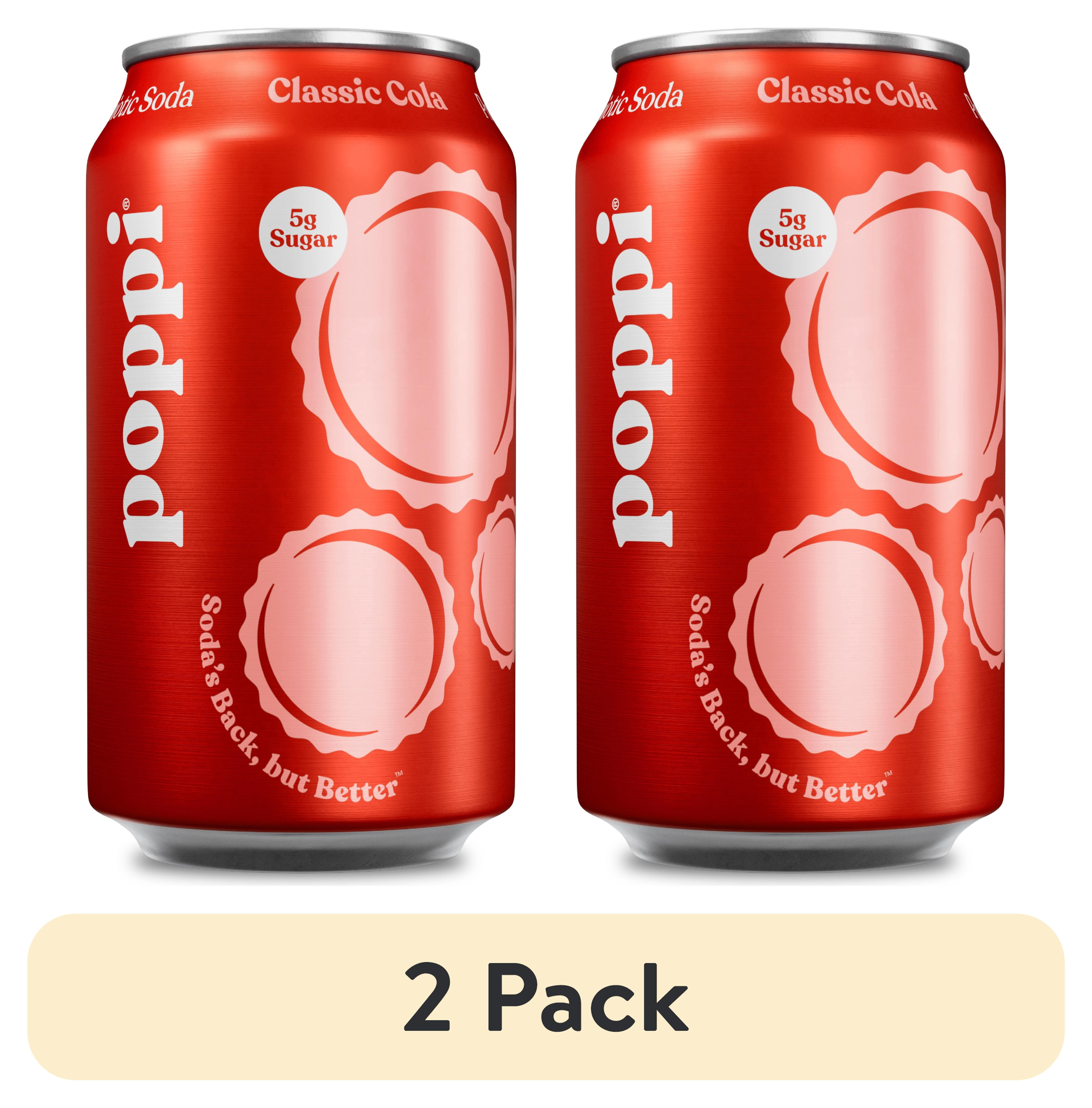 (2 pack) poppi Classic Cola Prebiotic Soda, 12 oz, 1 Pack Can