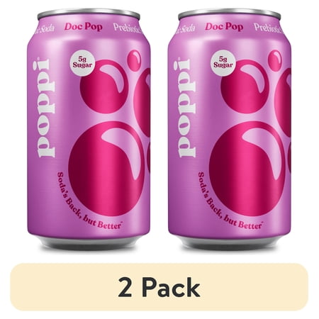 (2 pack) poppi Doc Pop Prebiotic Soda, 12 fl oz, 1 Pack Can