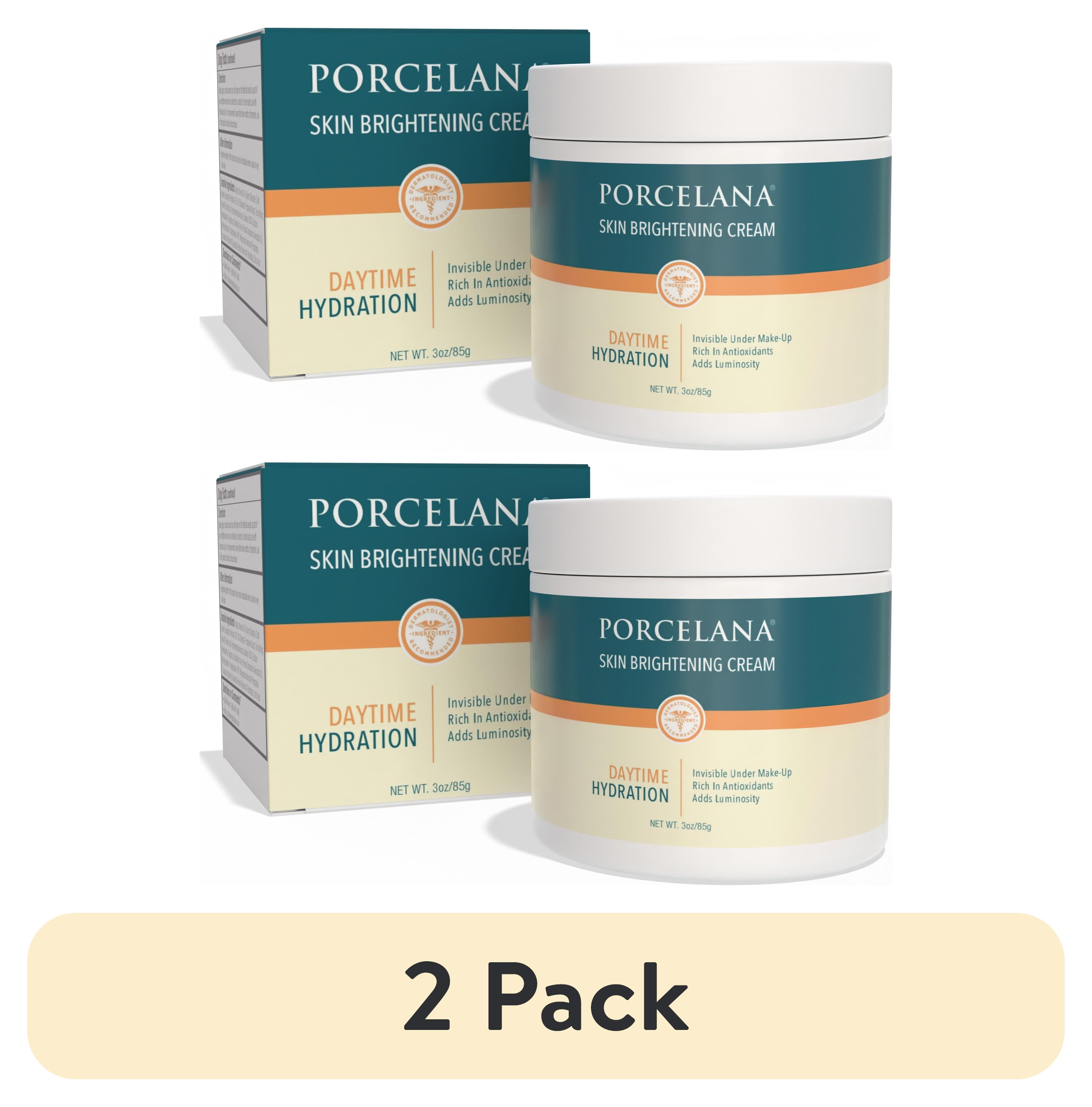 (2 pack) Porcelana Daytime Hydration Cream For Face & Body - Helps Reduce Dark Spots & Evens Skin Tone - For Sun & Age Spots, Acne Scarring & Discoloration
