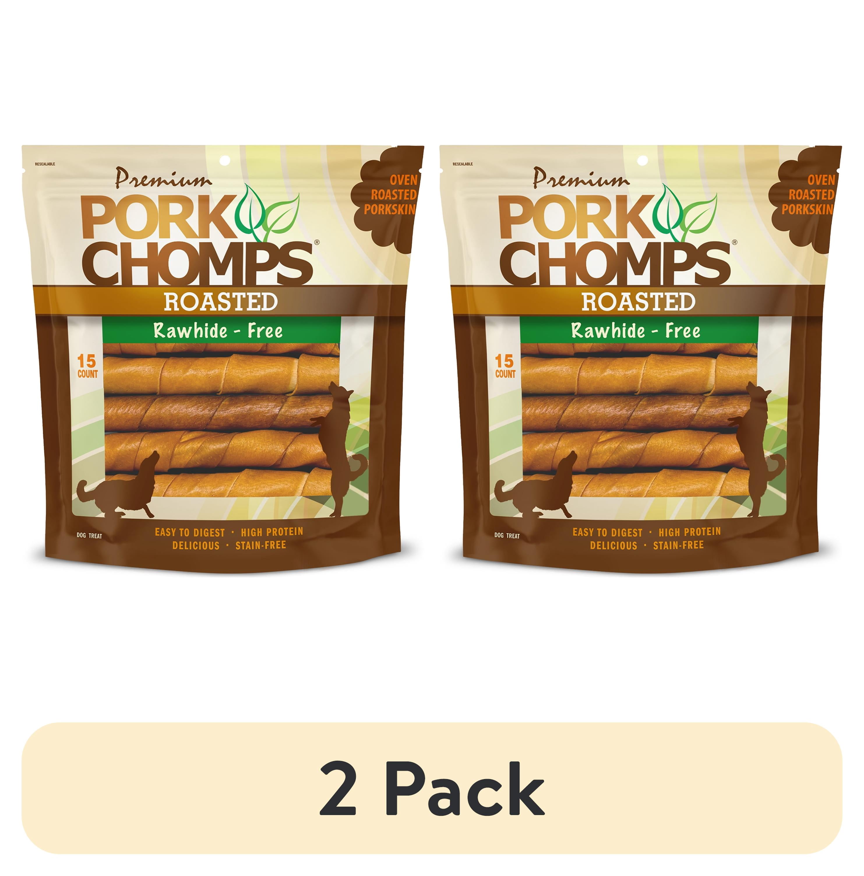 (2 pack) Pork Chomps Premium Rawhide-Free Roasted Pork Twists Dog Chews, 6 Inch, 15 Count