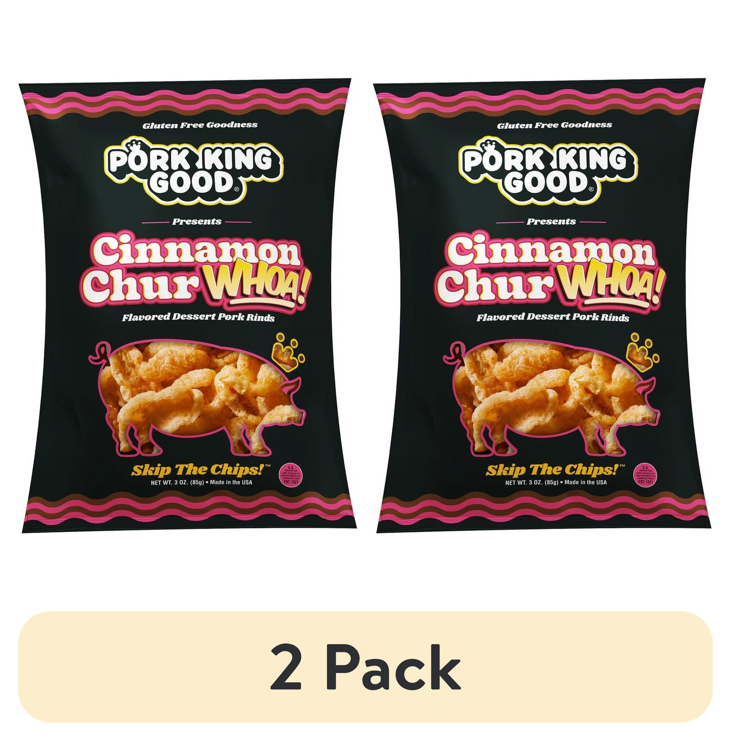 (2 pack) (Single) Pork King Good Cinnamon ChurWHOA Pork Rinds - 3 oz Bag
