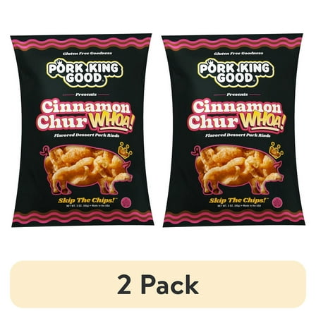 (2 pack) (Single) Pork King Good Cinnamon ChurWHOA Pork Rinds - 3 oz Bag